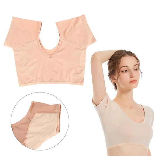 Comfortable T-shirt  Washable Sweat Absorbing Underarm Shield for Women.